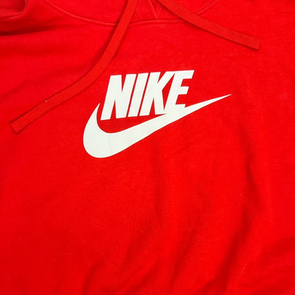 Nike Red Cropped Hoodie with White Swoosh - Picture 2 of 10